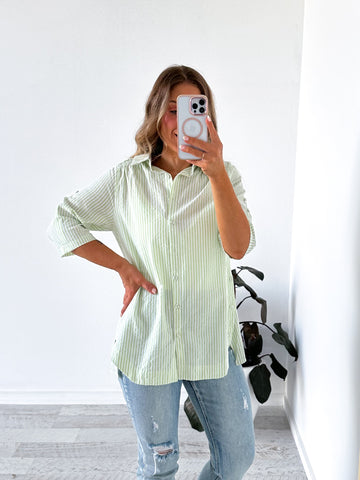 Lennon Shirt - Lime Stripe