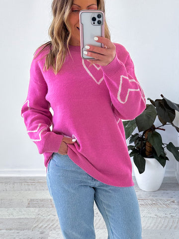 Heart Knit - Pink