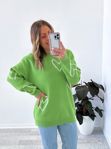 Heart Knit - Lime
