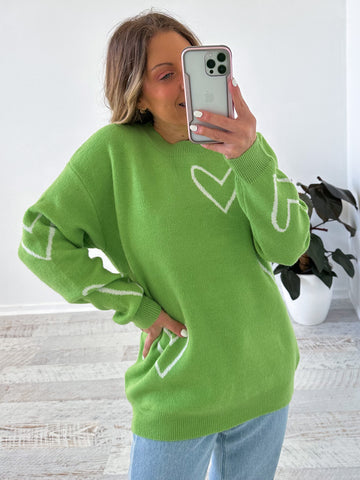 Heart Knit - Lime
